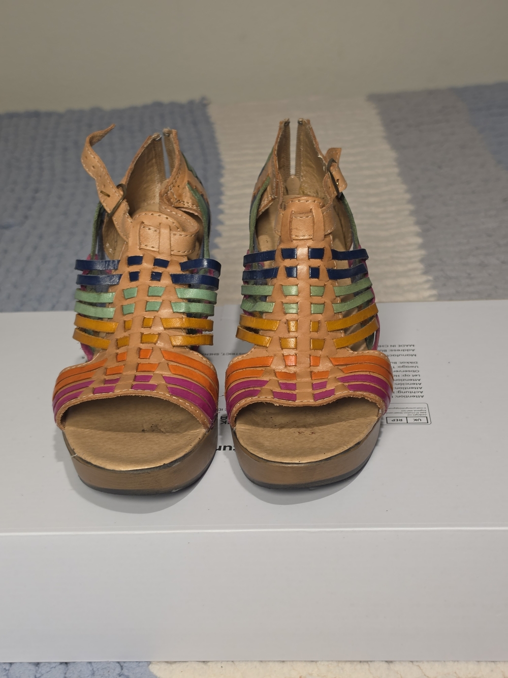 Women’s Multicolor Leather Strappy Wedge Sandals
